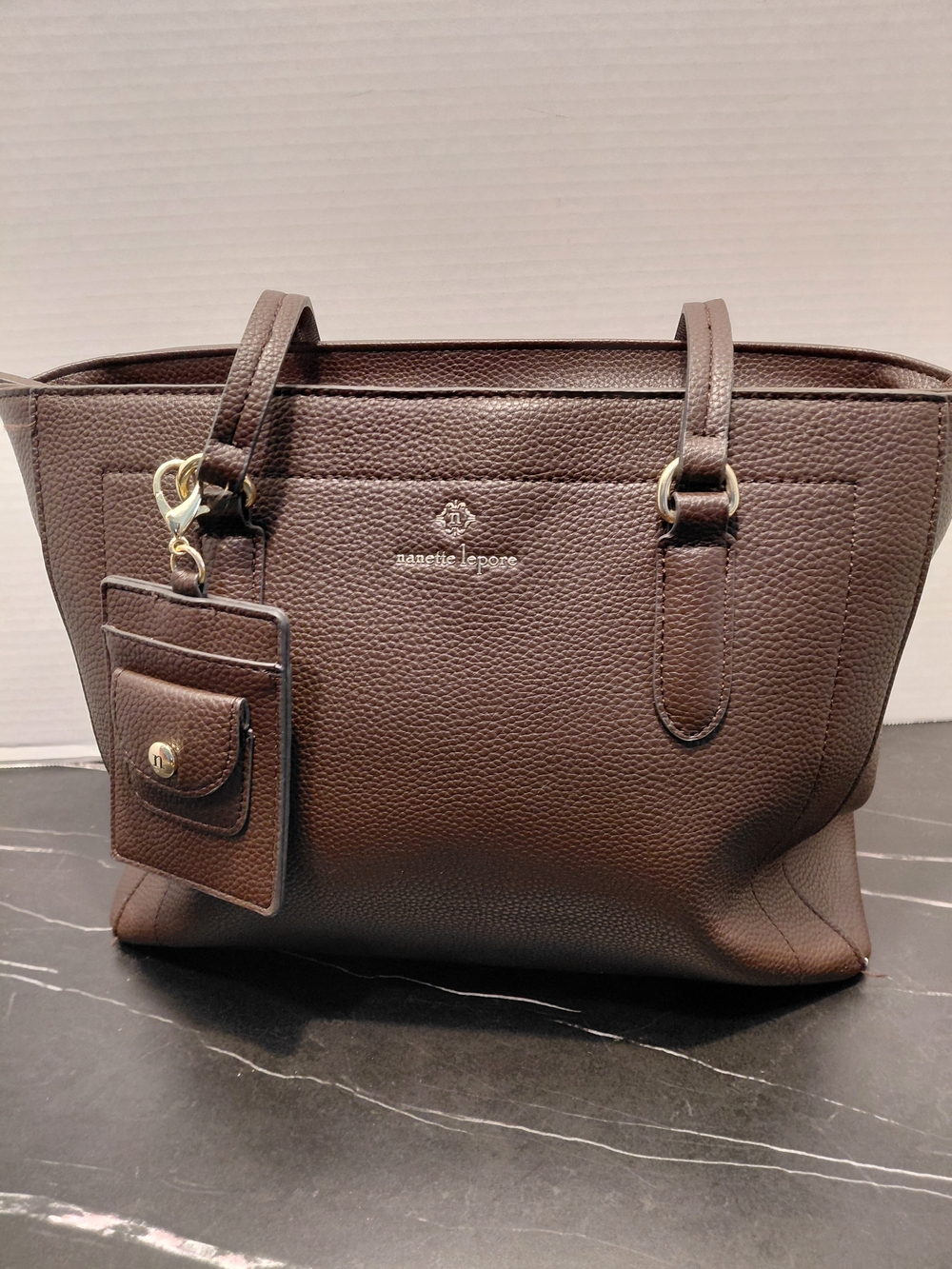 Nanette Lepore Brown Pebbled Leather Tote Bag